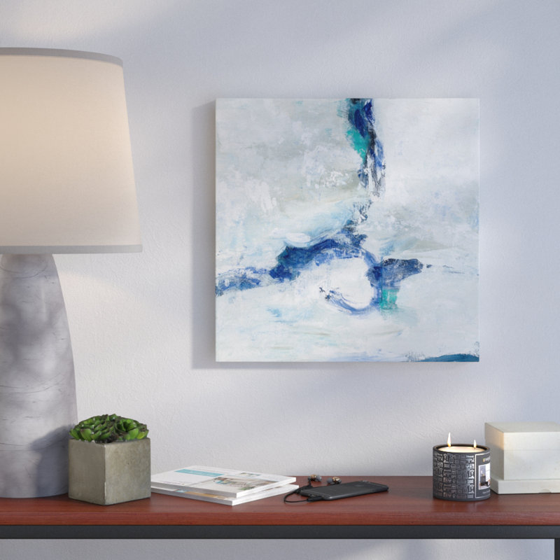 Blanc et bleu, impression sur toile tendue, H 36 po x l 36 po x P 2 po