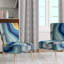 Bold Blue Brush Strokes III - Upholstered Modern Side Chair, Blue Accent Chair