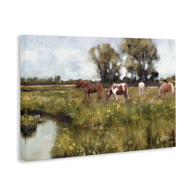 «Lazy Day Horse Landscape», art mural sur toile par Nina Blue