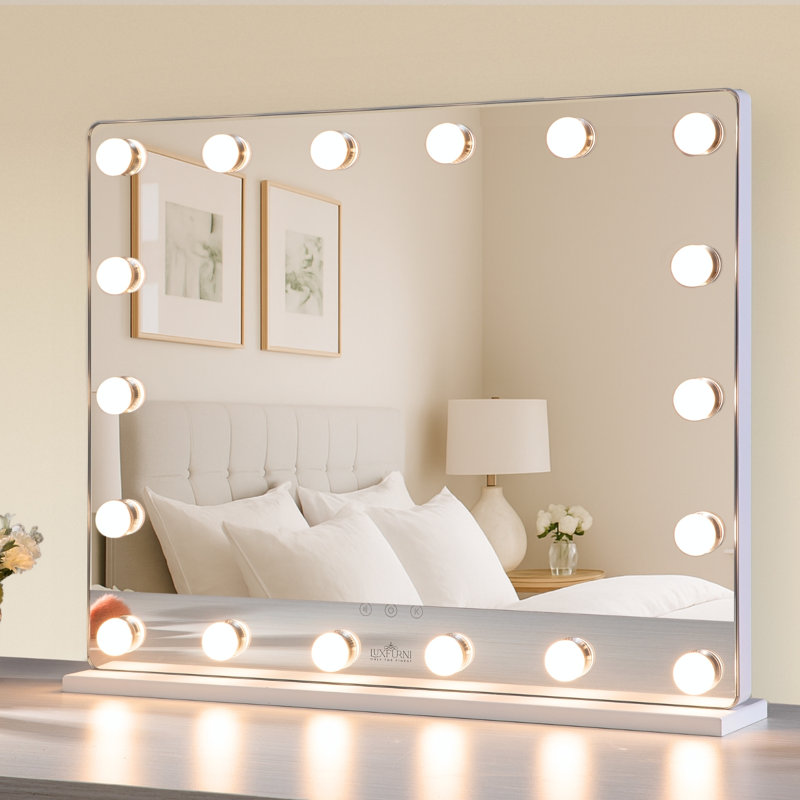 Vanity Mirror With Makeup Lights, Large Hollywood Light Up Mirrors For Bedroom Tabletop & Wall Mounted