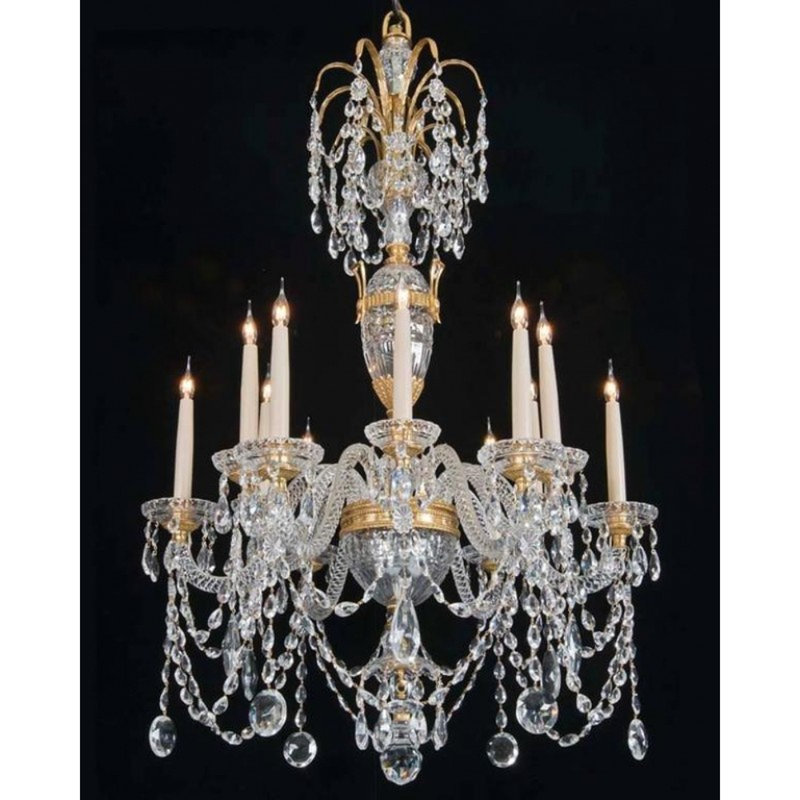 Lustre lumineux 20ème siècle Ormolu, H 56 po x l 33 po x P 33 po, Clair, Plaqué or