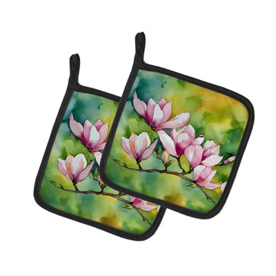Magnolia du Mississippi en aquarelle, paire de poignées