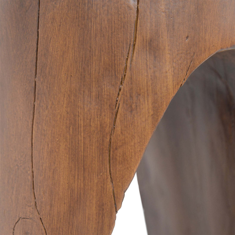 Table d'appoint d'extérieur avec design creux et texture semblable au bois, tabouret de jardin en béton léger pour balcon et bord de piscine
