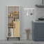 Armoire polyvalente moderne avec de nombreuses tablettes, blanc et chêne saphir, panneau de particules recouvert de mélamine à 100%, épaisseur: 0,7 po | Conception murale pour un rangement et une organisation supplémentaires-1527640797
