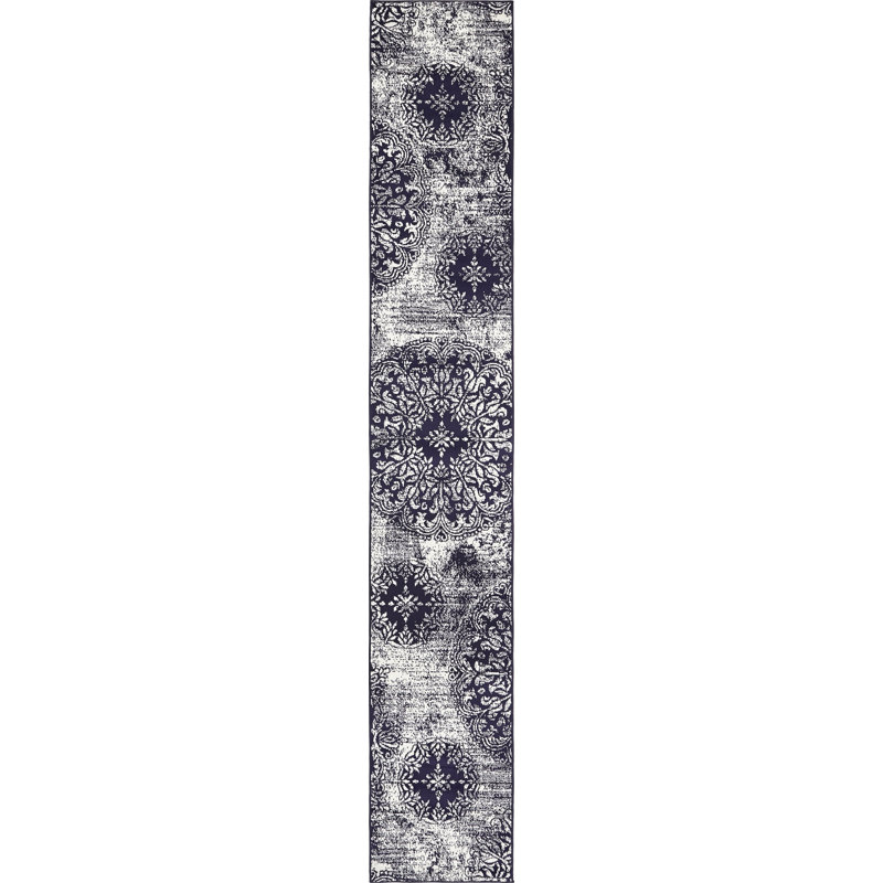 Tapis floral Brandt, Tapis de couloir 2 pi x 13 pi 1 po, Marine