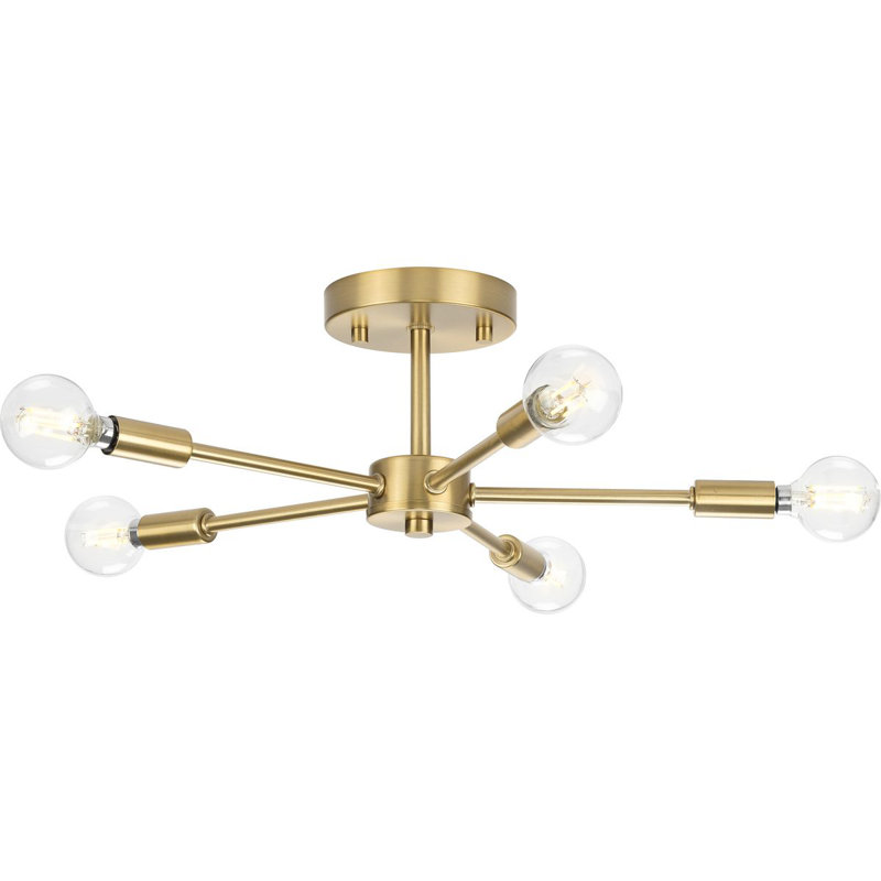 Plafonnier semi-encastré moderne 5 lumières Azaliyah, Bronze brossé