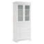 Armoire de salle de bain haute autoportante moderne avec rangement élégant avec 2 tablettes réglables, 3 tiroirs et portes en verre à fermeture en douceur-1114313540