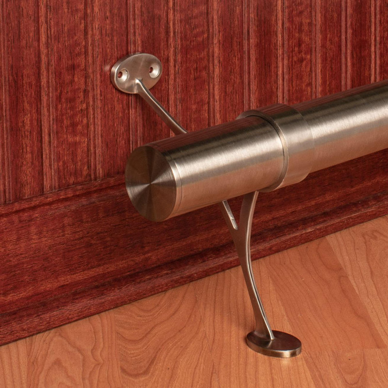 6' Bar Foot Rail Kit, Hardware and Tubing, Satin Stainless Steel