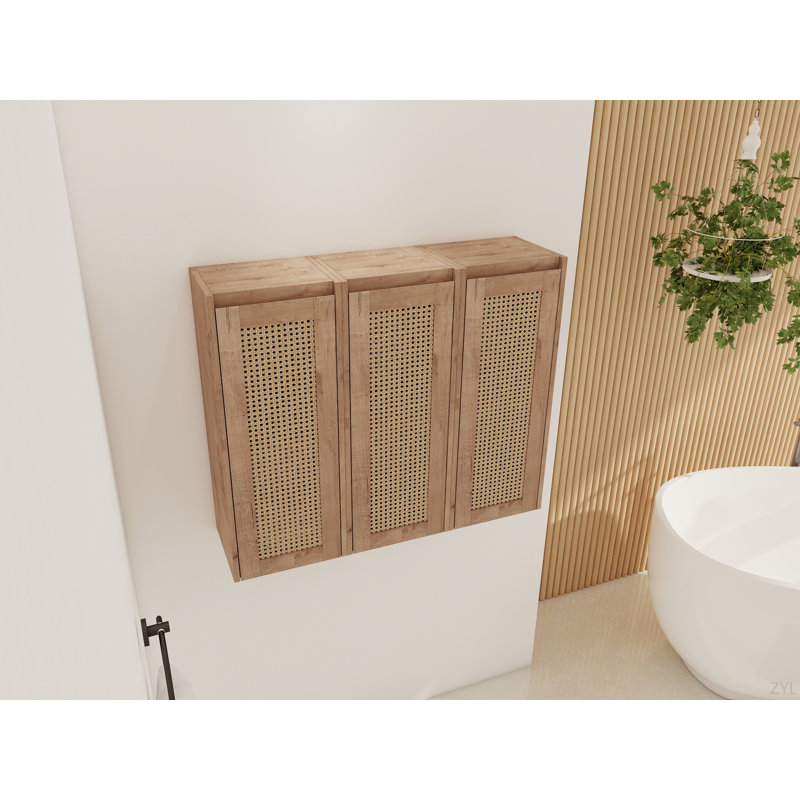 Armoire de salle de bain latérale, portes à fermeture douce, conception à fixation flottante