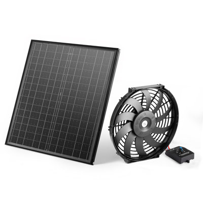 Gable Mount Fan, 12 Inch Solar Power Attic Exhaust Fan with Adjustable Thermostat & Outer Mesh, 1300 CFM House Ventilator Cools Up to 1850 Sq.Ft, Quiet Ventilation for Roof, Garage, Shop, Black