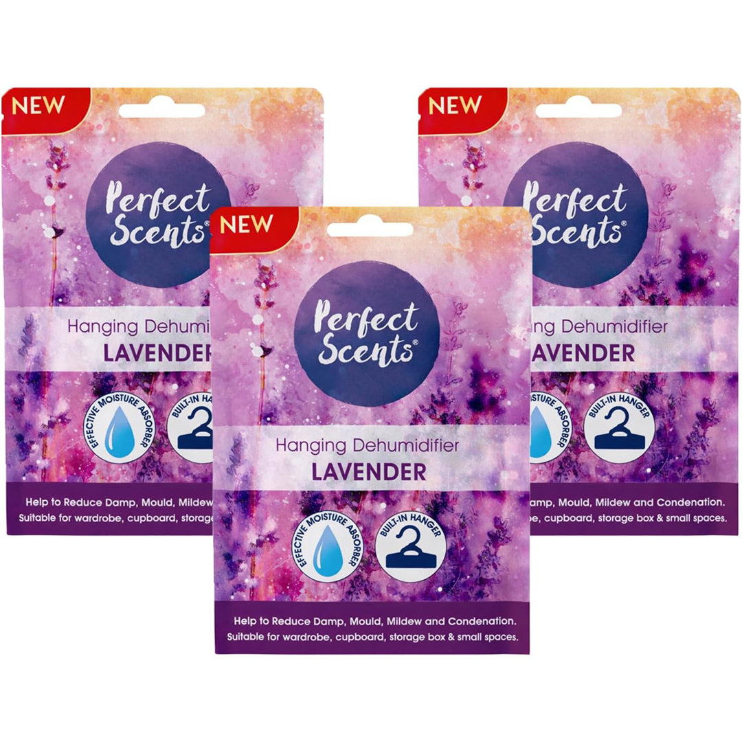 Hanging Moisture Absorber Dehumidifier Fresh Linen Lavender Wardrobe Damp Mould Condensation Remover Closet Storage (Pack Of 3)