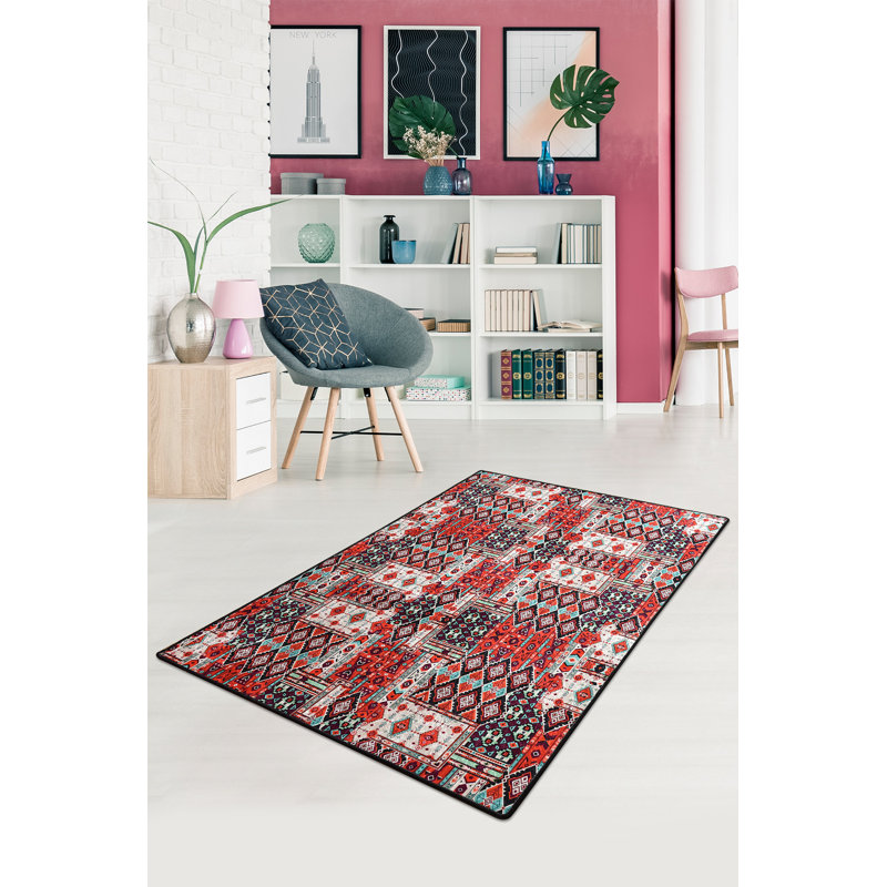 Premium Area Rug (5.2 x 7.5 ft), 100% Polyester, 0.2 in Pile Height | Antibacterial, Non-Slip Underside, Machine Washable | Elegant Design for Living Room & Bedroom Decor, Soft and Durable