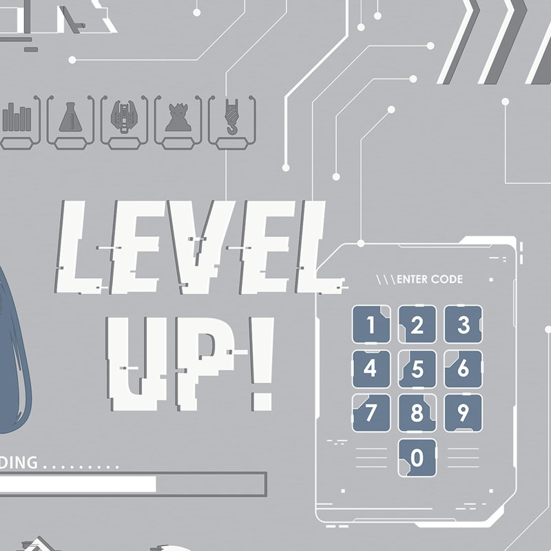 Fresco Game Over Grey & Navy Wallpaper
