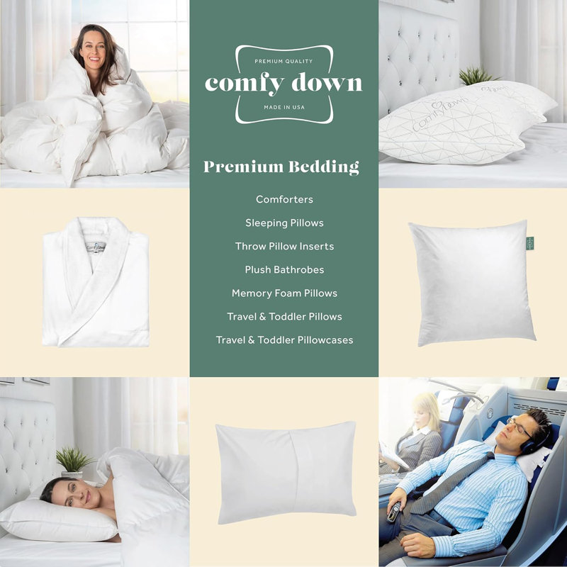Comfydown Pillowcase For Toddler & Travel Pillows Breathable, 100% Cotton, 400 Thread Count, Zipper Closure - 12"x16"