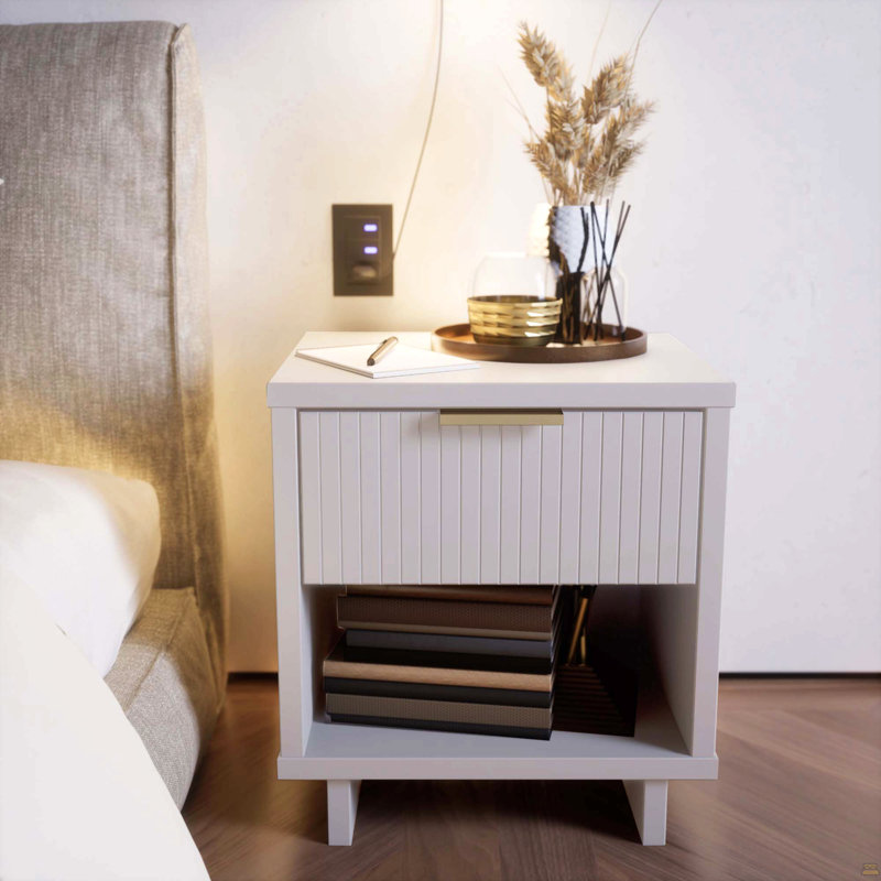 Table de chevet 18 po (1 tiroir), Blanc