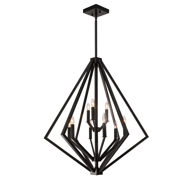 Lustre géométrique à 9 lumières Myrra, Noir