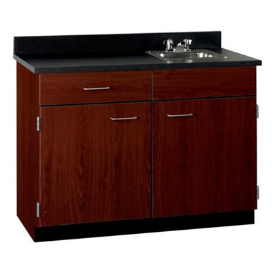 Armoire de 36 po - Unité de gauche avec tiroir et porte sur charnière à gauche avec tablette, évier à droite avec évier et robinet en acier inoxydable de 15 po x 15 po, verrouillable