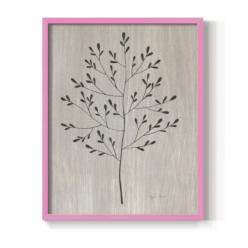Feuilles et bois II, reproduction encadrée - bois massif, Rose, H 15 po x l 12 po