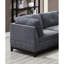 Grand coin modulaire en tissu de chenille gris cendré avec style contemporain et pieds de taille dans une base en bois