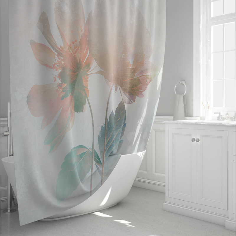 Soft Colours Floral Print Shower Curtain, 72" H x 70" W