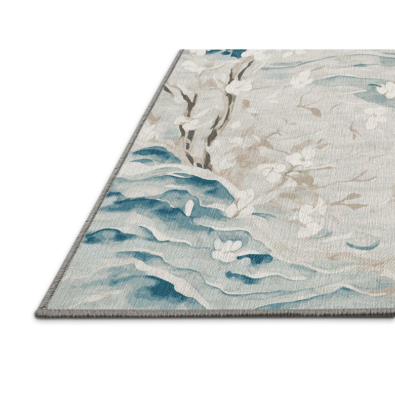 Machine Washable Gray Area Rug, Runner 2' x 5'