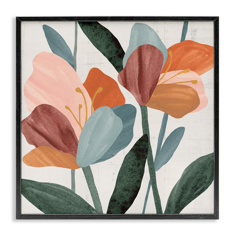 Abstrait, pétales de fleurs azalées, estampe numérique par Annie Warren, Giclée encadrée noir minuit, H 17 po x l 17 po