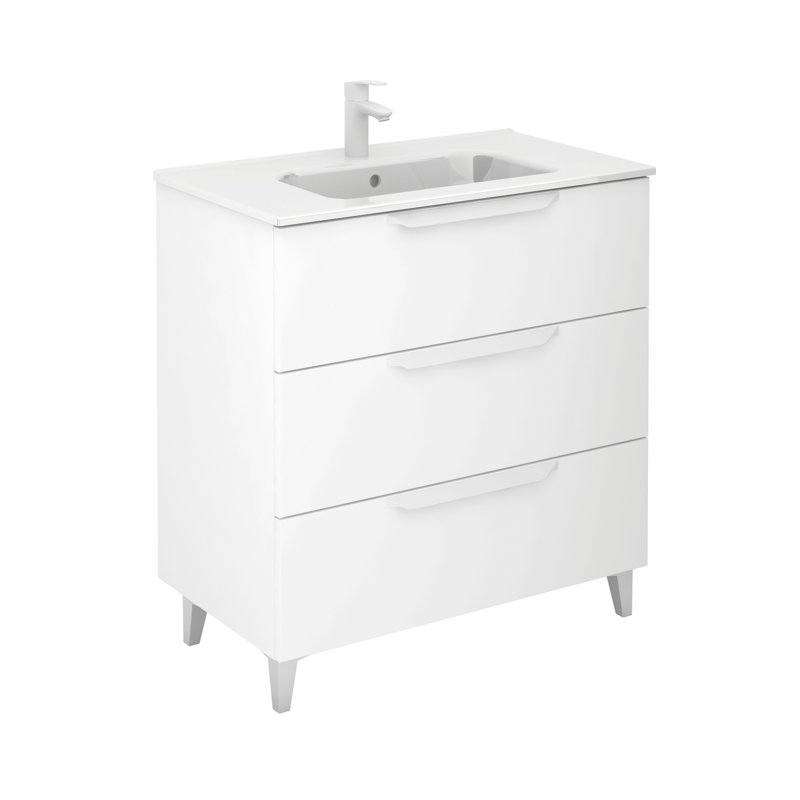 Meuble-lavabo de salle de bain 32 po x P 19 po x H 34 po, Blanc mat
