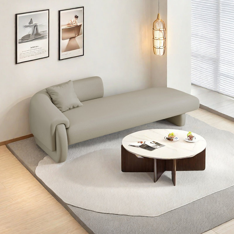 Fauteuil inclinable en similicuir léger et luxueux, Orienté à gauche (vu de face), Gris clair
