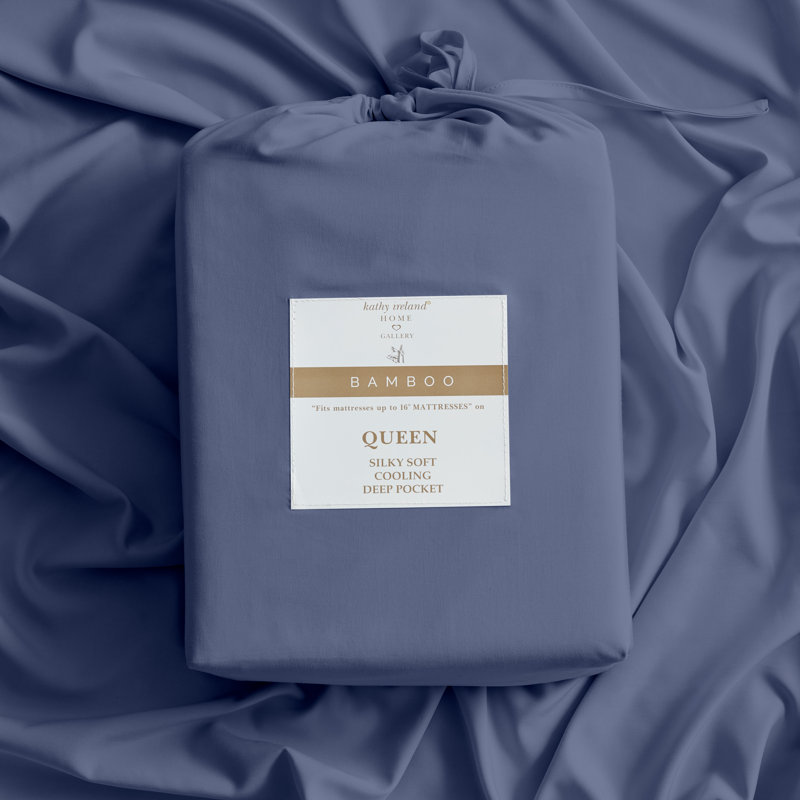 Kathy Ireland Bamboo Cooling 6 Piece Sheet Set with Deep Pockets, Queen sheet set with 6 additional pieces, Light Blue