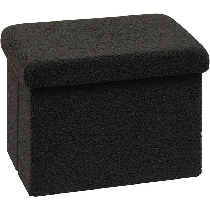 Repose-pieds en sherpa noir avec repose-pieds pour le salon ou la chambre à coucher