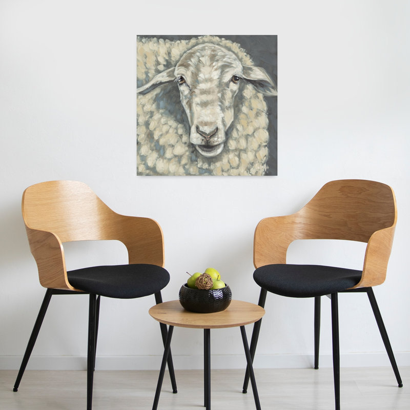 Art moderne texturé en laine de coton avec mouton, H 24 po x l 24 po