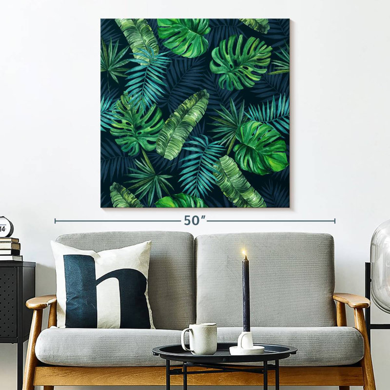 Mixed Tropical Leaves, 33" H x 33" W