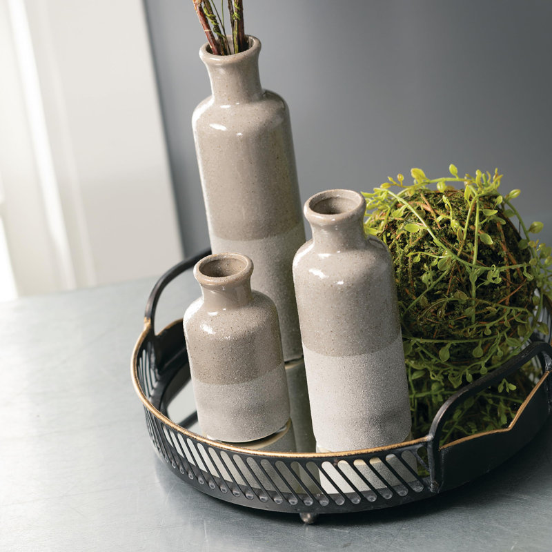 Ensemble de vases en céramique (3 pièces), Gris