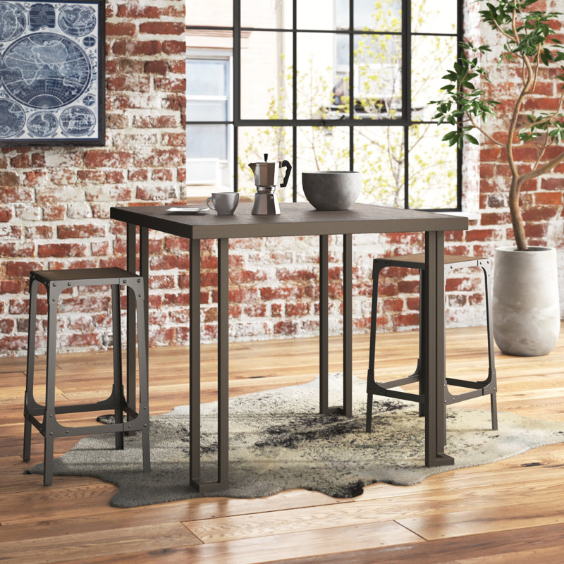 Montreal Solid Wood Top Metal Base Dining Table