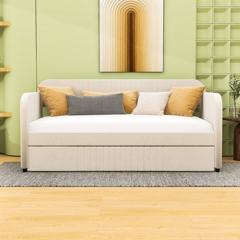 Arkeith Twin Daybed with Trundle, Beige