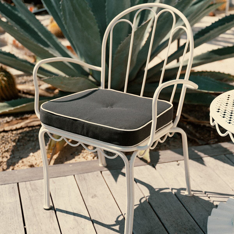 AL Fresco Dining Chair Cushion, Monaco Black Striped