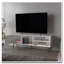 Meuble télé blanc avec rangement et porte ouverte-1247932312
