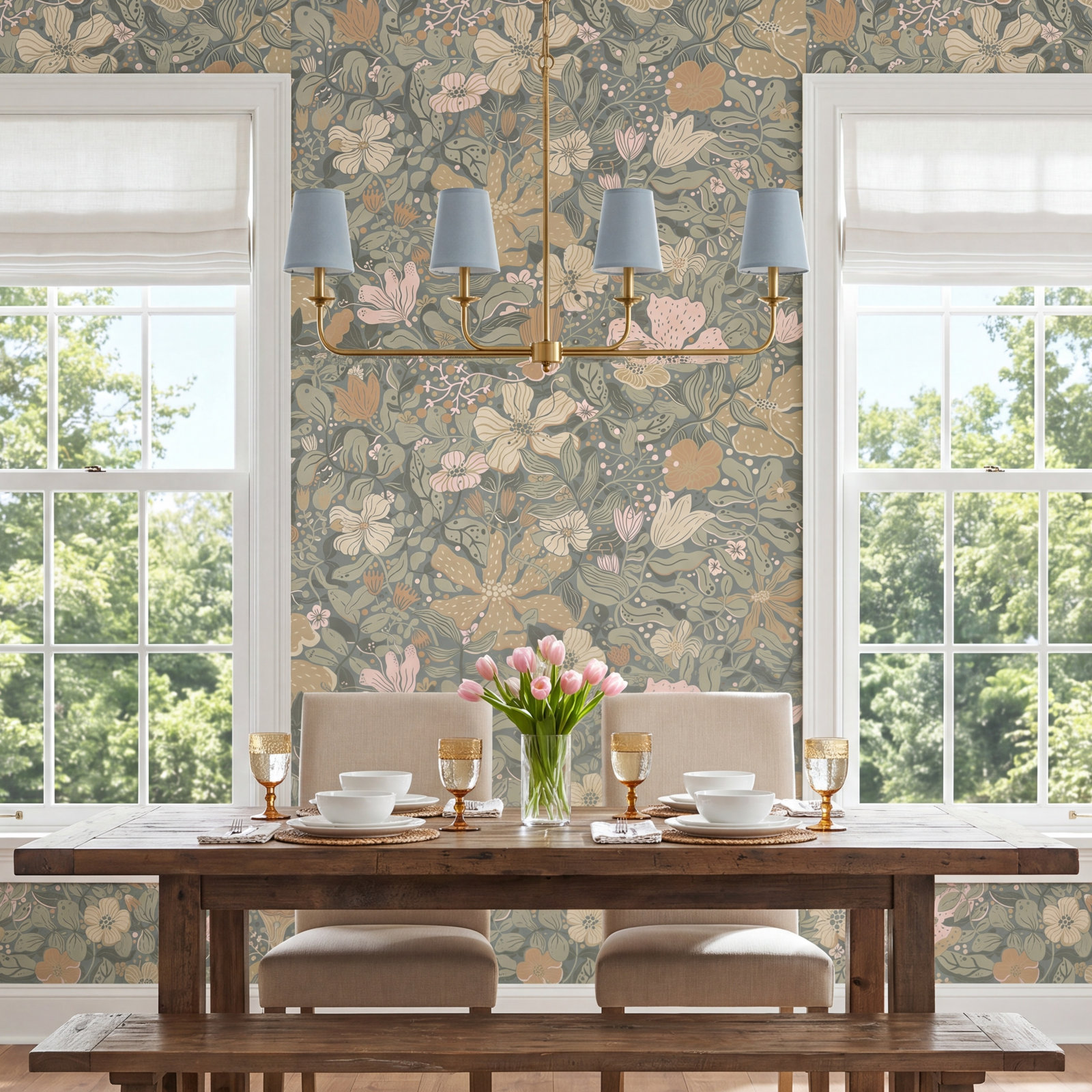 Harriette Floral Wallpaper, Gray