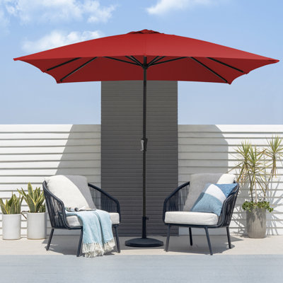 Berlena 10 x 8 FT Rectangular Collapsible Market Umbrella with Crank Lift in Red