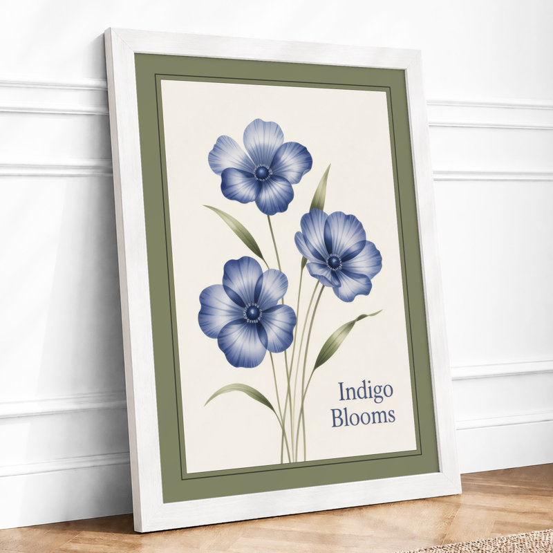 Indigo Blooms Botanical - Print, A3 - 42.0 x 29.7 cm, White