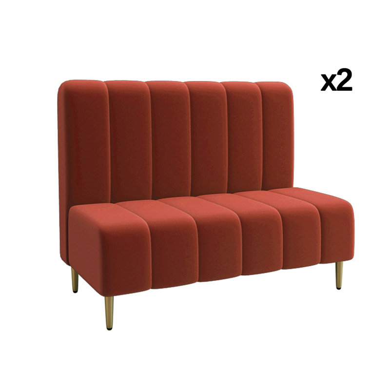 Banc rembourré en velours, Orange