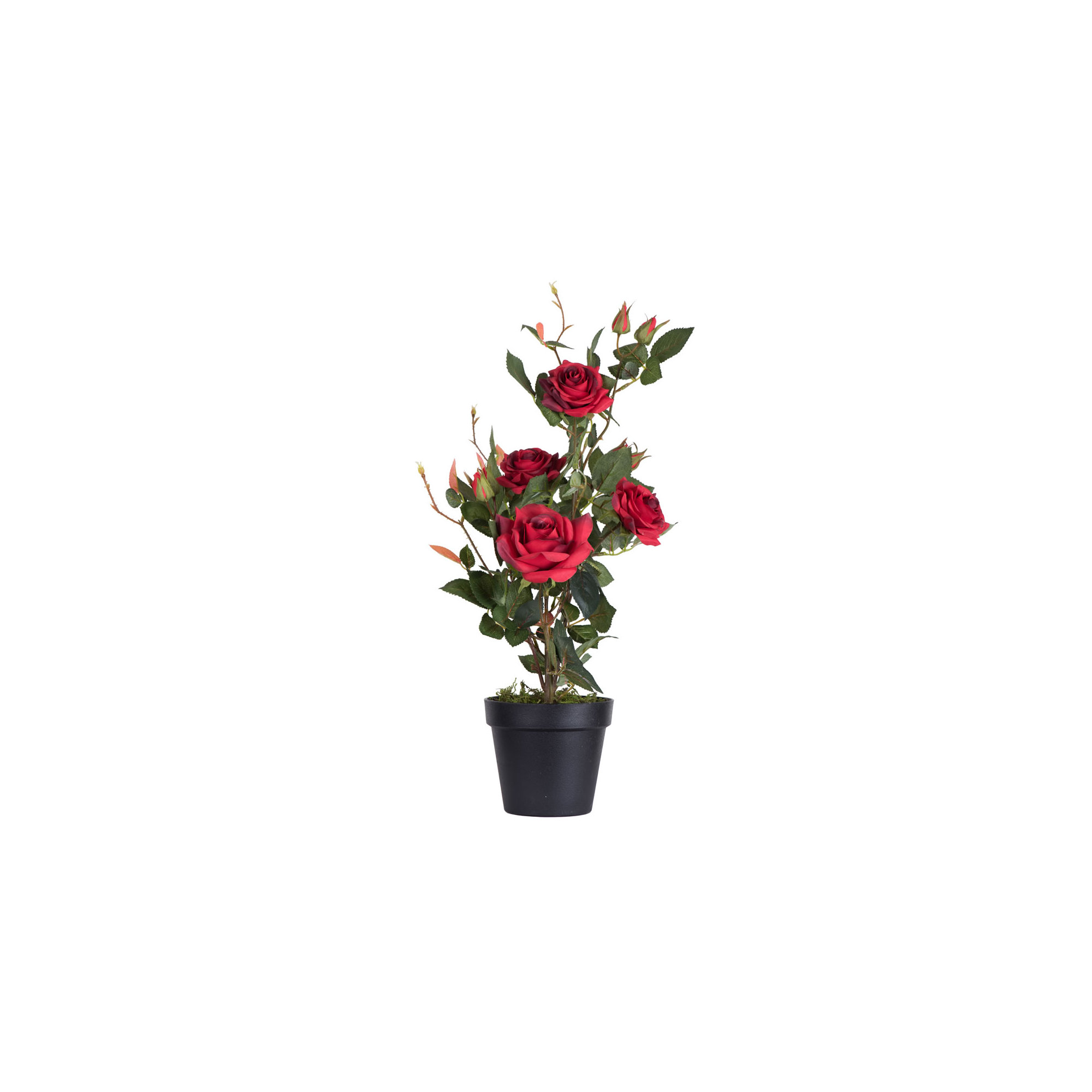 21" Artificial Yellow Rose Plant in Pot, Red