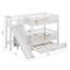 Lit superposé simple avec escalier de rangement, glissade et lit gigogne, cadre de lit superposé en bois massif avec barrières de sécurité-133667948