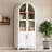 White Arched Kitchen Pantry With 4 Door Internal , Shelves, And Hidden Drawer, 71 Inches Tall Cabinet For Dining Room Storage Doors, Adjustable-1061605163