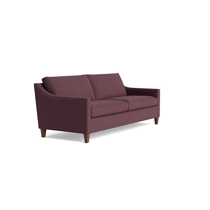 Vera Sofa (85"), Walnut Finish (Angled), Performance Weave - Aubergine