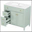 Meuble-lavabo 36 po avec lavabo, armoire en bois massif vert, tiroir rabattable, 3 tiroirs, 2 portes à fermeture en douceur, poignées dorées, design moderne, deux ensembles-607079969