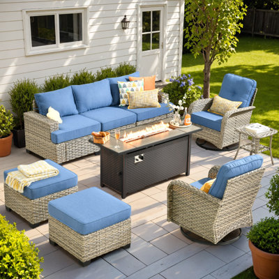 Ensemble de chaises berçantes d'extérieur 8 pièces