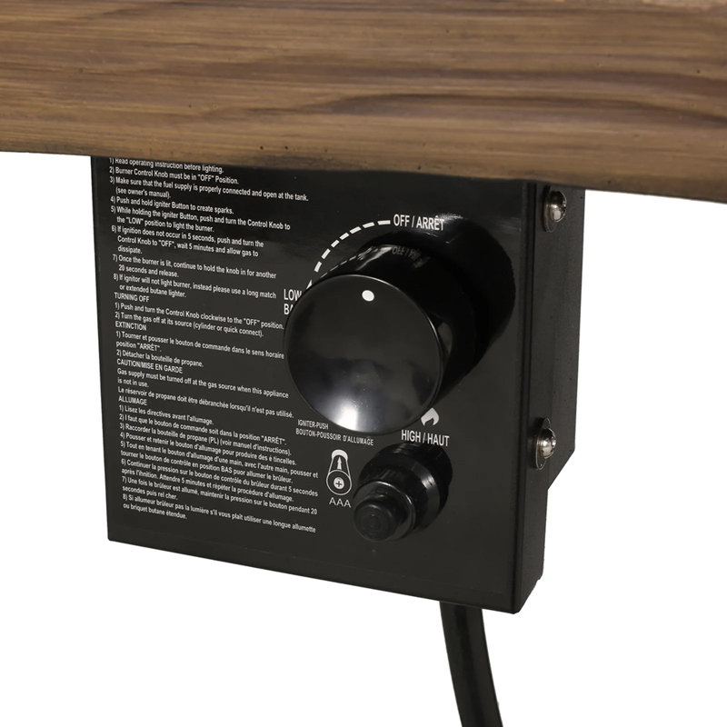 Table d'extérieur d'extérieur au propane en béton, Brun