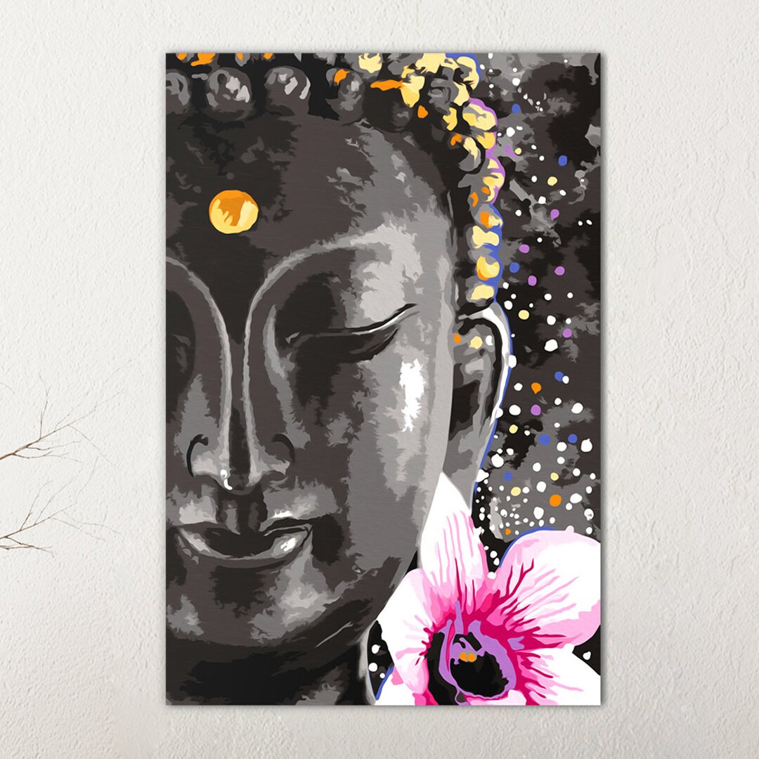 Leinwandbild Buddha und Blüte