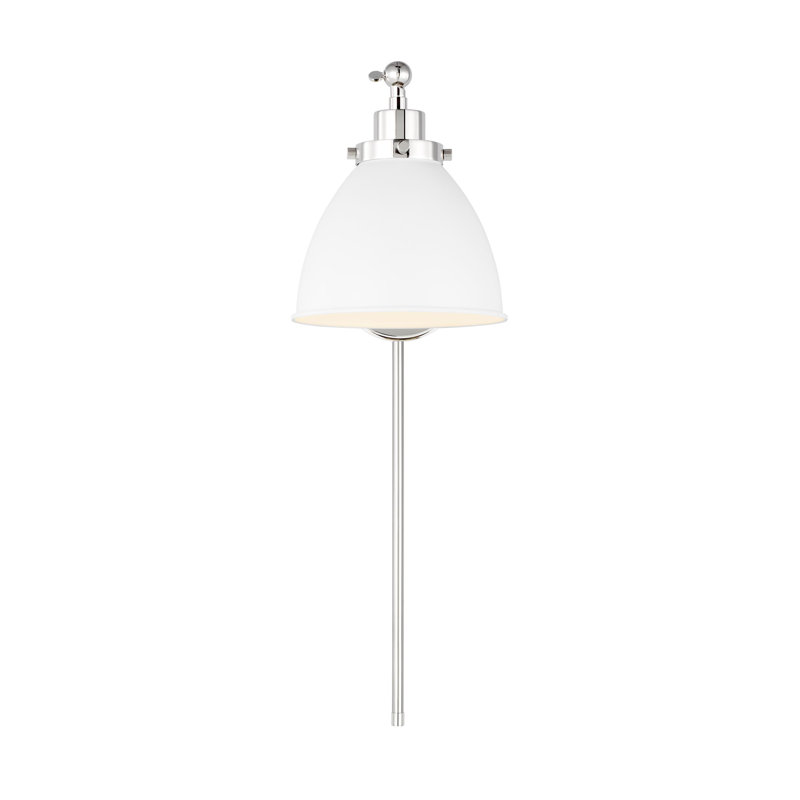 Wellfleet 1 - Light Armed Sconce, Matte White, Polished Nickel